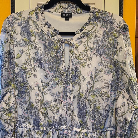 TORRID Mini Clip Dot Chiffon Floral Dress - Picture 7 of 14